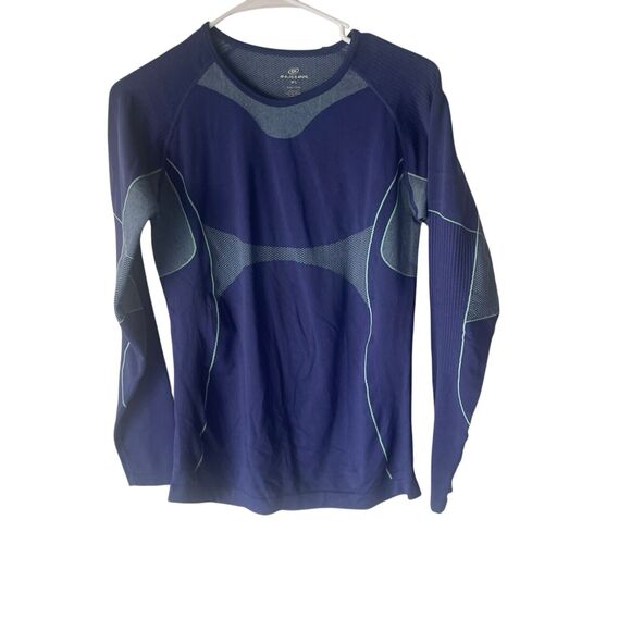 Slalom Women's M/L Blue Form Fitted Athletic Cycling Long Slv Base Layer Top - Picture 1 of 10